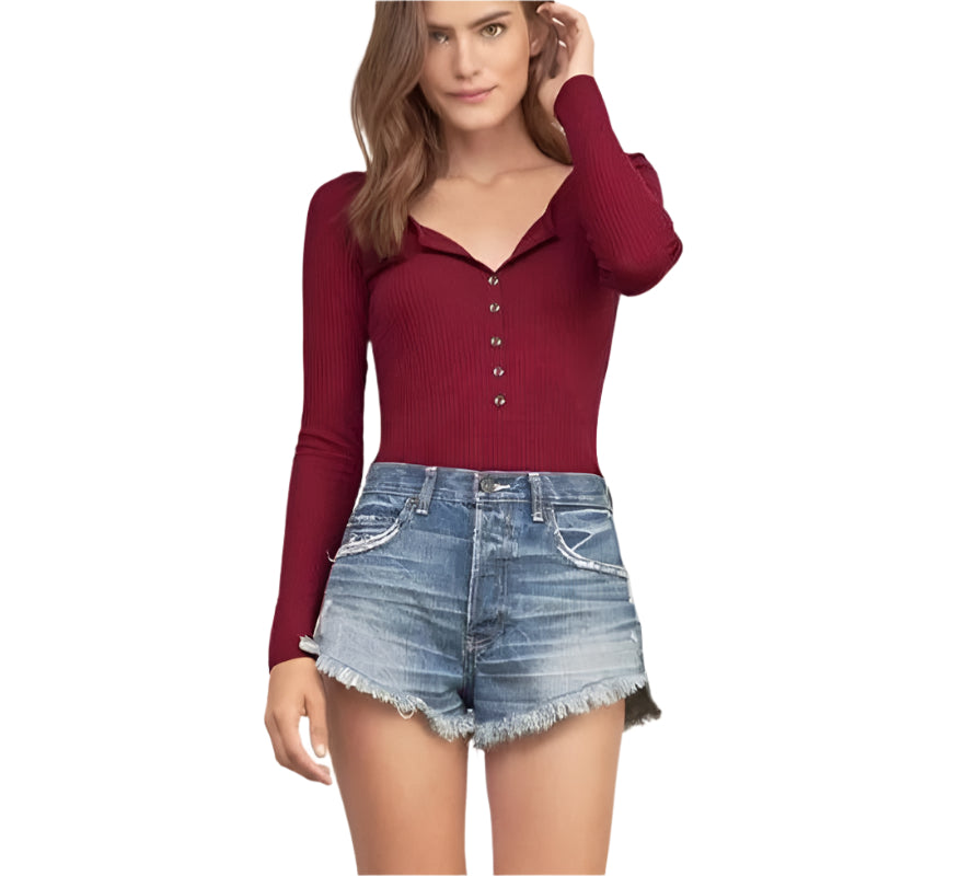 Breasted Slim Body Suit Buttons Leotard Jumpsuit - Easy Pickins Store