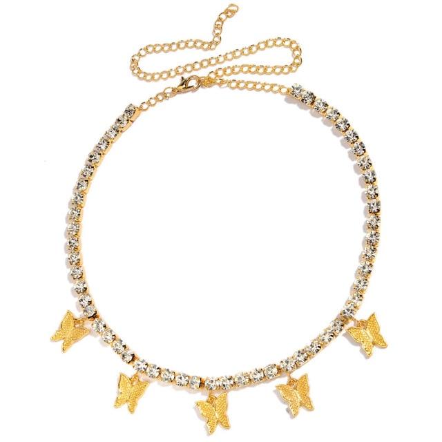 Butterfly Pendant Shiny Crystal Necklace Choker - Easy Pickins Store
