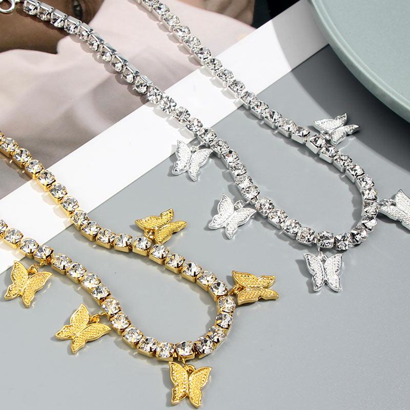 Butterfly Pendant Shiny Crystal Necklace Choker - Easy Pickins Store