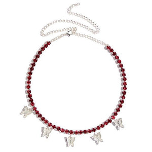 Butterfly Pendant Shiny Crystal Necklace Choker - Easy Pickins Store