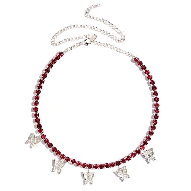 Butterfly Pendant Shiny Crystal Necklace Choker - Easy Pickins Store