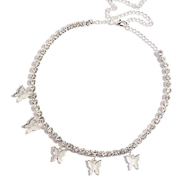 Butterfly Pendant Shiny Crystal Necklace Choker - Easy Pickins Store