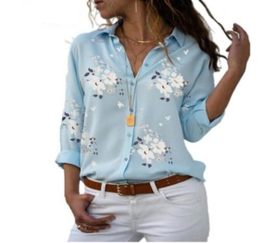 Button Long Sleeve Slim Blouse - Easy Pickins Store