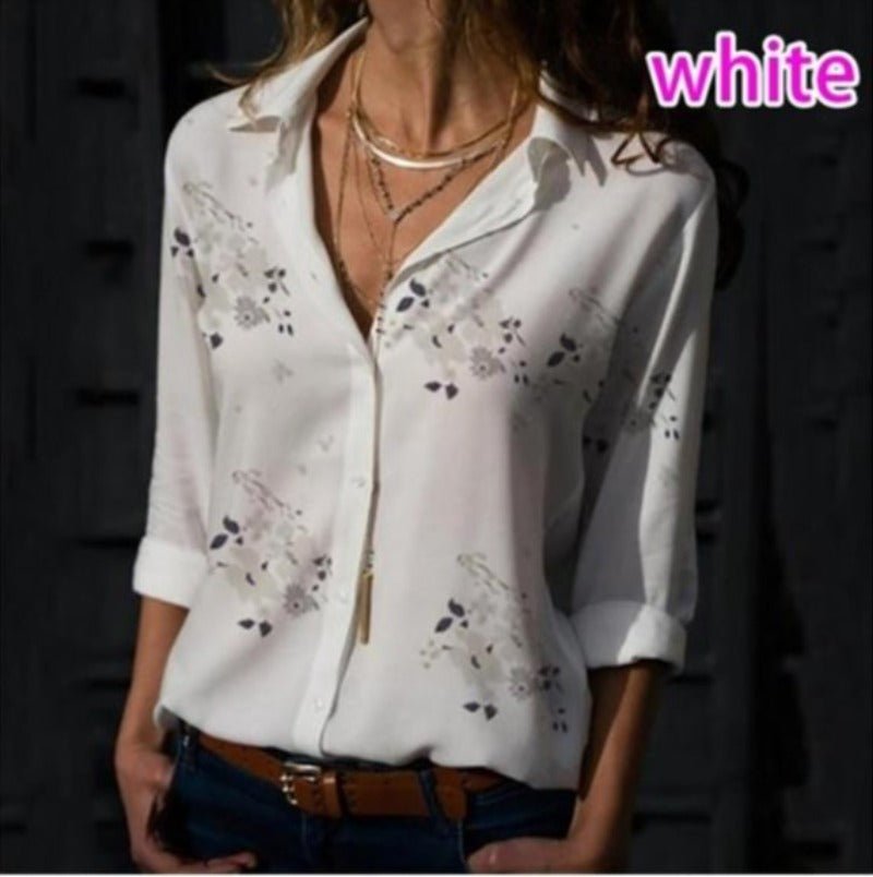 Button Long Sleeve Slim Blouse - Easy Pickins Store