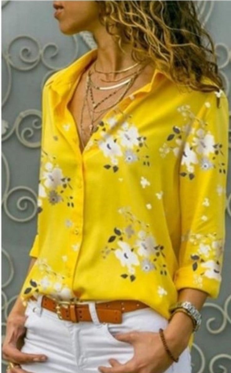 Button Long Sleeve Slim Blouse - Easy Pickins Store