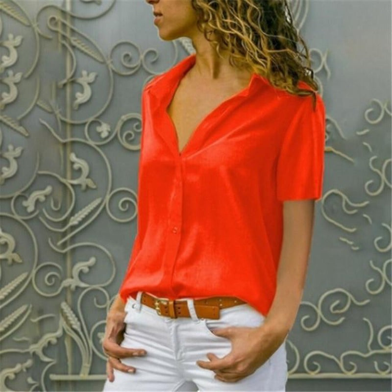 Button Long Sleeve Slim Blouse - Easy Pickins Store
