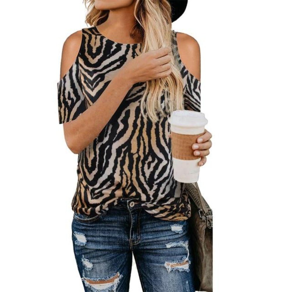 Camouflage Hollow Out Short Sleeve Loose T-shirt - Easy Pickins Store
