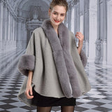 Cape Faux Rabbit Fur Poncho Thick Long Loose Shawl Cardigan Cloak Coat - Easy Pickins Store