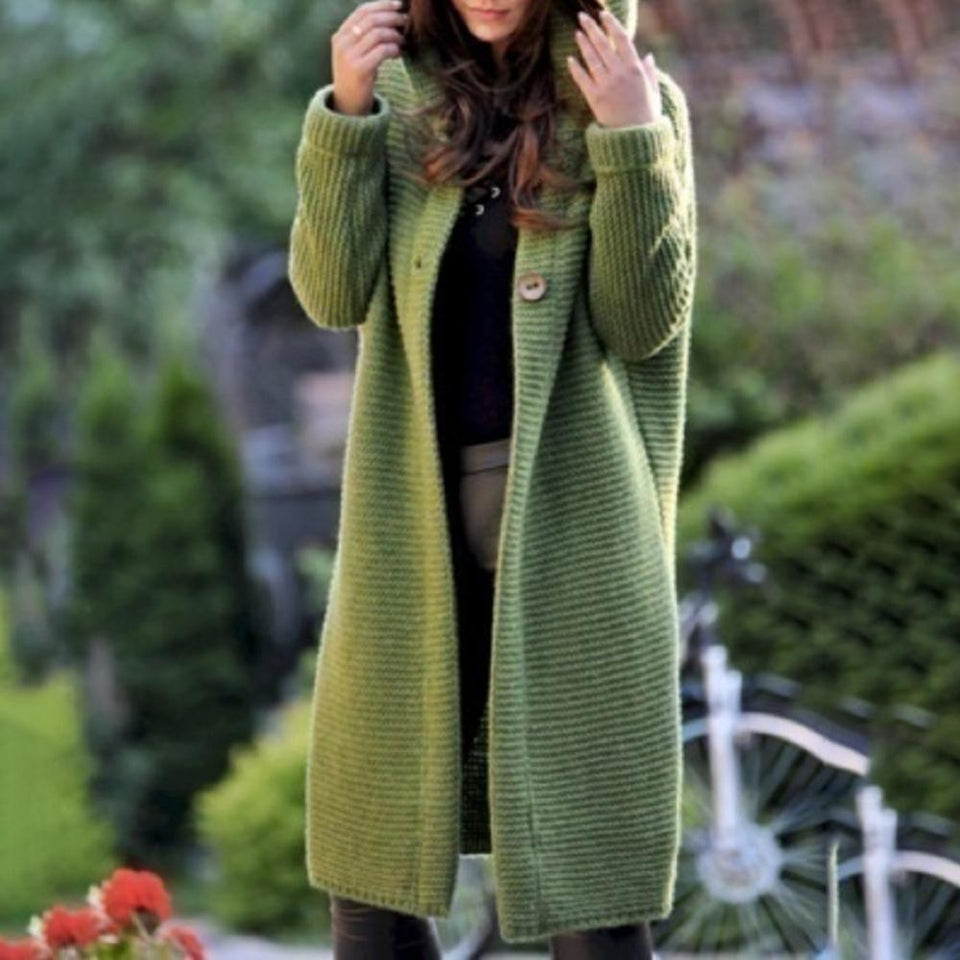 Cardigan Coat Solid Hooded Knitting Outwear Long Sleeve - Easy Pickins Store