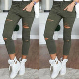 Cargo Pants Slim High Waisted Stretchy Skinny Broken Hole Pencil - Easy Pickins Store