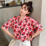Casual Short Sleeve Strawberry Printed Shirt - Easy Pickins Store