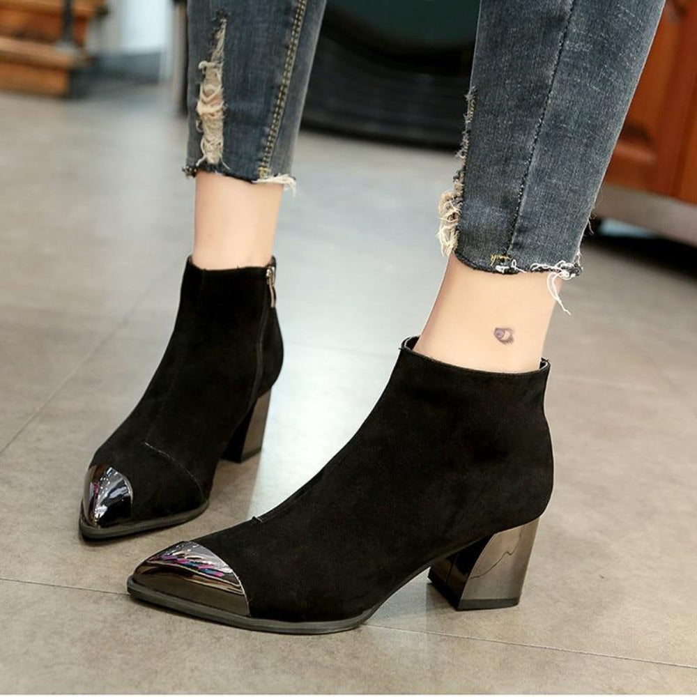 Chelsea High Square Heel Boots Pointed Toe - Easy Pickins Store