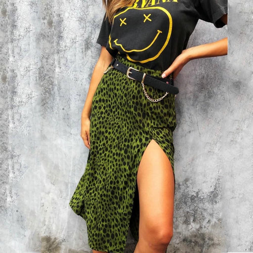 Chiffon Leopard Open Cross Printed Half Length Skirt - Easy Pickins Store