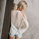 Chiffon Mesh Lace Blouse Lantern Transparent Sleeve - Easy Pickins Store