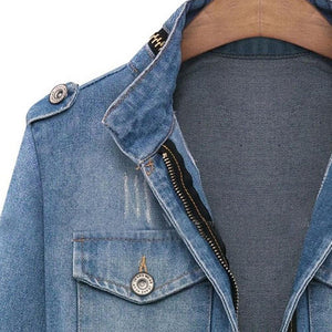 Coat Slim Denim Jacket Jeans Pocket Zipper Casual - Easy Pickins Store