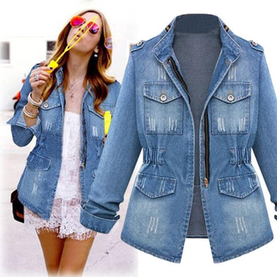 Coat Slim Denim Jacket Jeans Pocket Zipper Casual - Easy Pickins Store