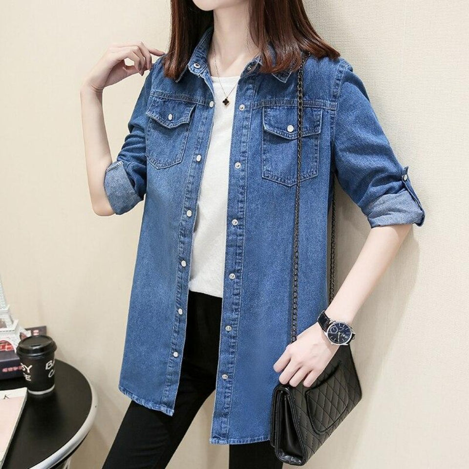 Cotton Jeans Denim Blouse - Easy Pickins Store