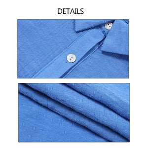 Cotton Linen Blouse Long Sleeve Turn Down Collar - Easy Pickins Store