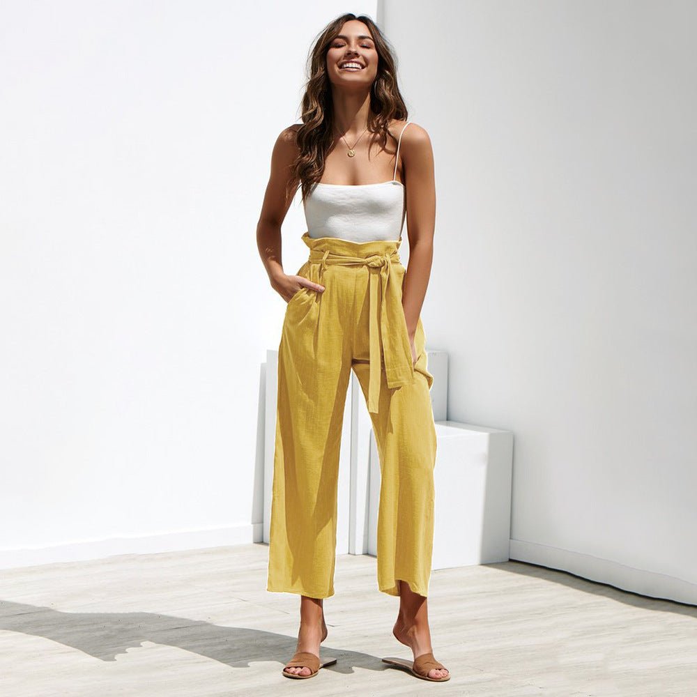 Cotton Linen High Waist Wide Leg Loose Pants - Easy Pickins Store