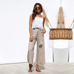 Cotton Linen High Waist Wide Leg Loose Pants - Easy Pickins Store