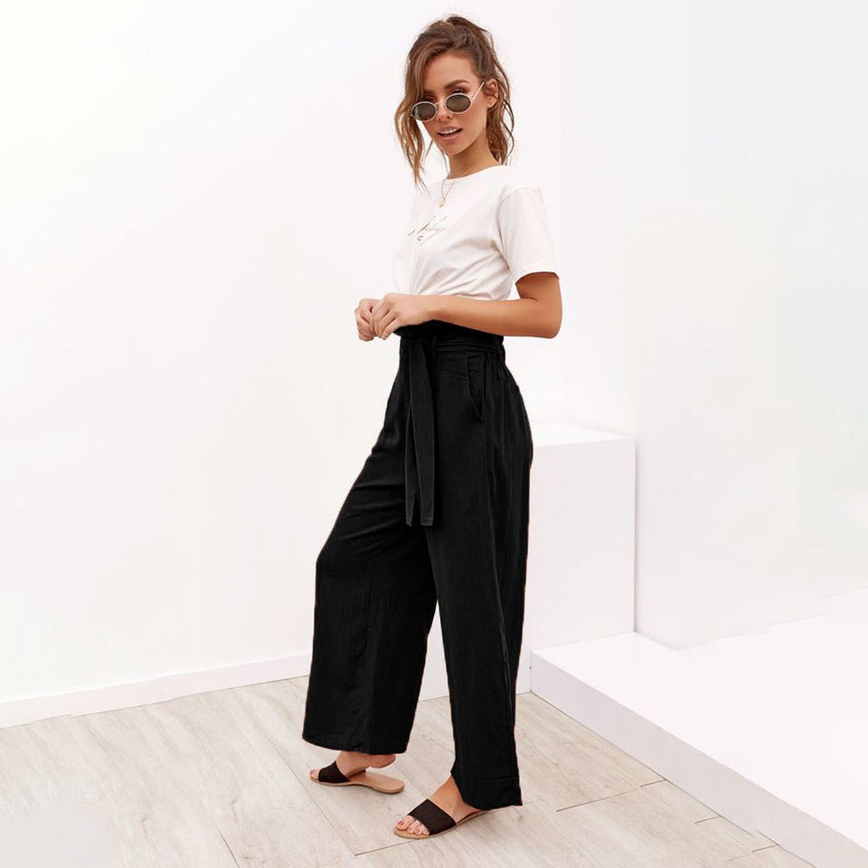 Cotton Linen High Waist Wide Leg Loose Pants - Easy Pickins Store