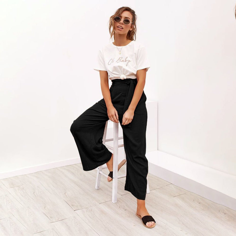 Cotton Linen High Waist Wide Leg Loose Pants - Easy Pickins Store