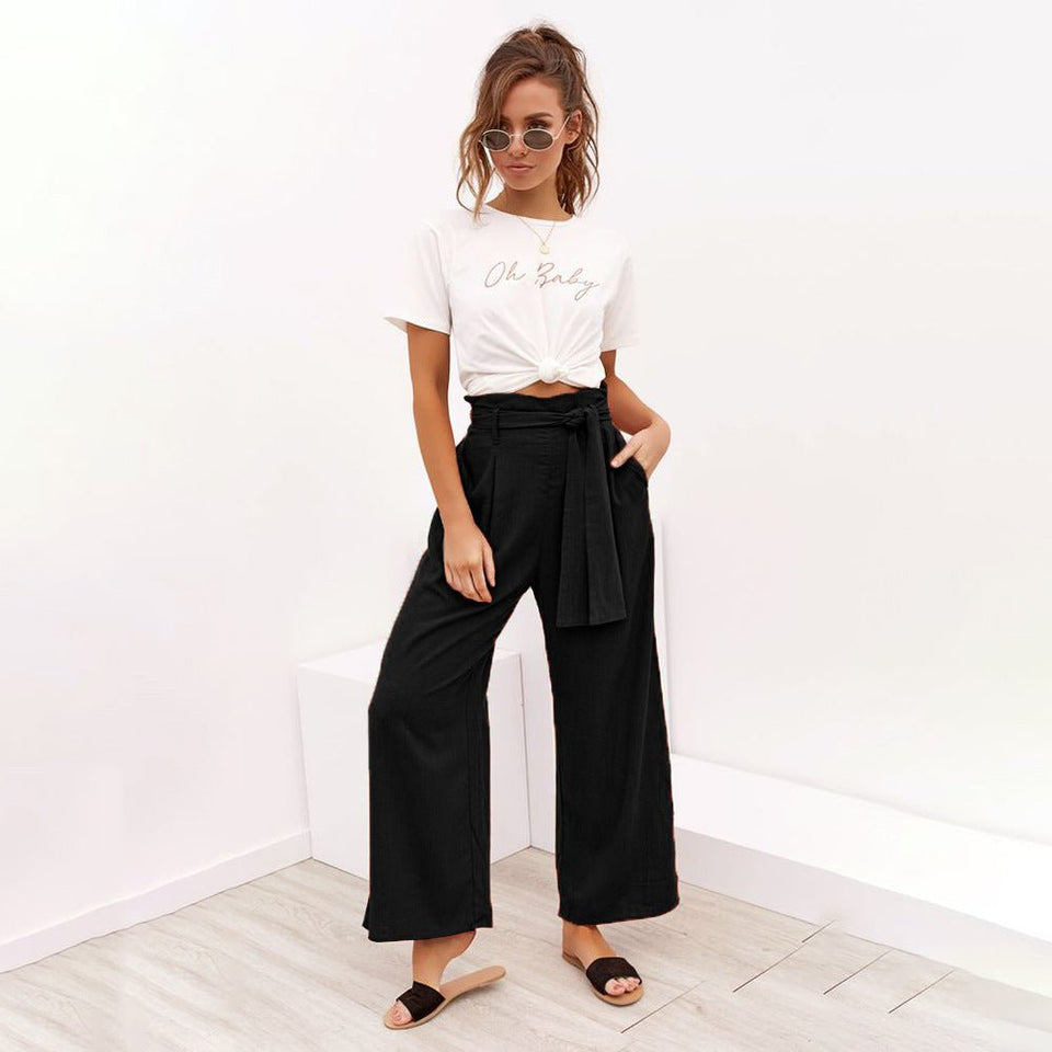 Cotton Linen High Waist Wide Leg Loose Pants - Easy Pickins Store