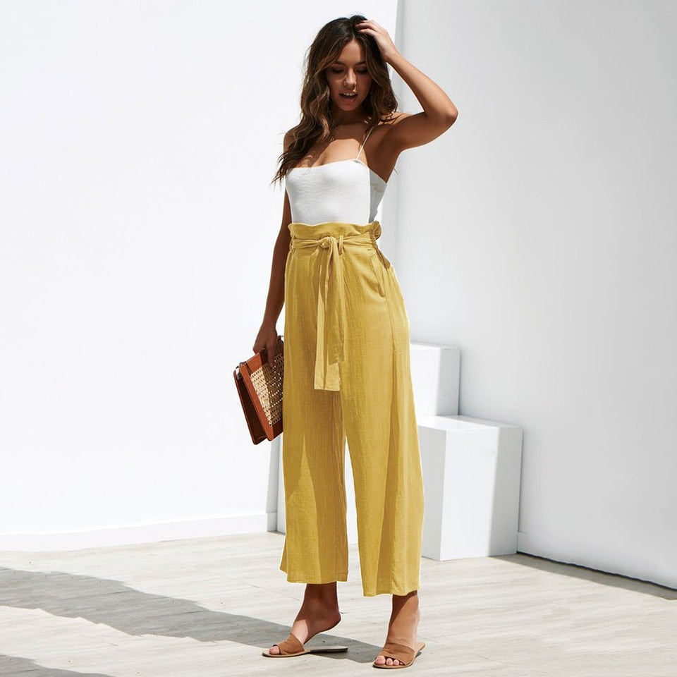 Cotton Linen High Waist Wide Leg Loose Pants - Easy Pickins Store