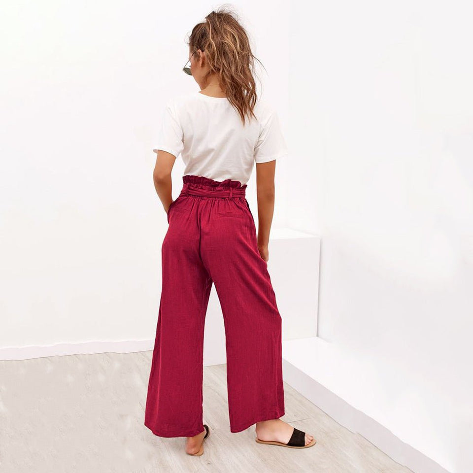 Cotton Linen High Waist Wide Leg Loose Pants - Easy Pickins Store