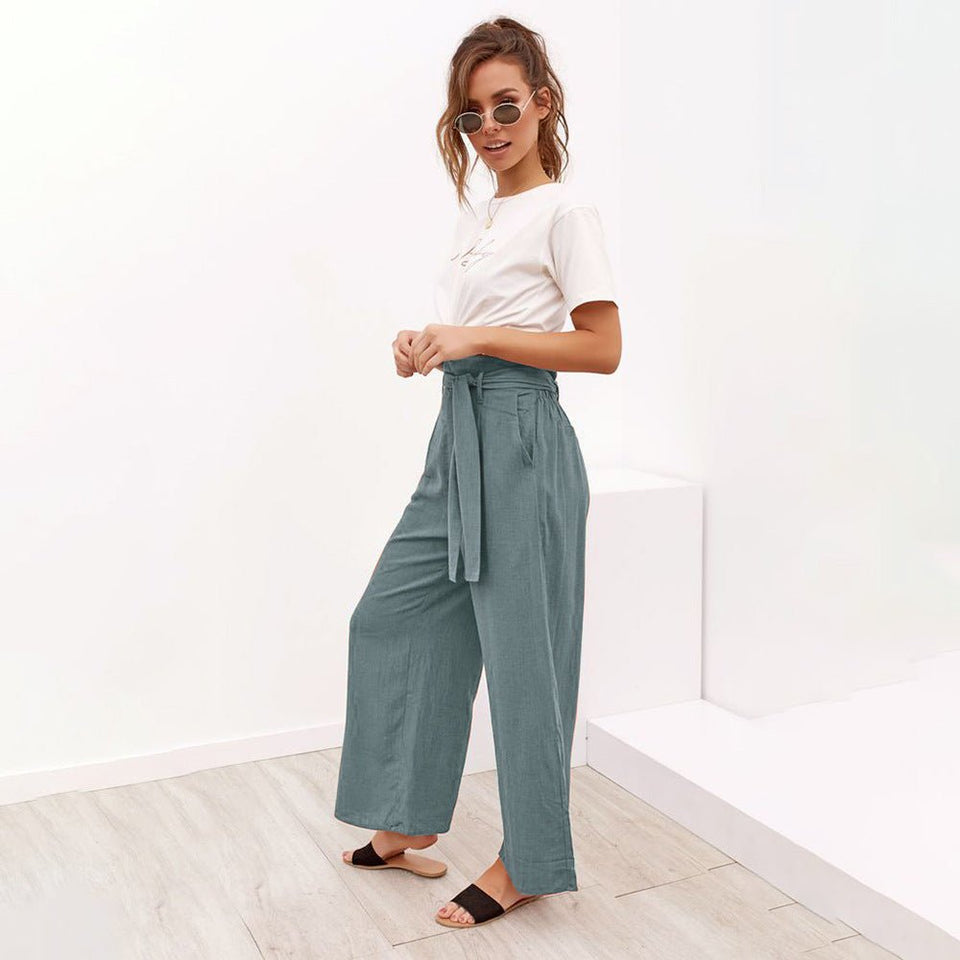 Cotton Linen High Waist Wide Leg Loose Pants - Easy Pickins Store