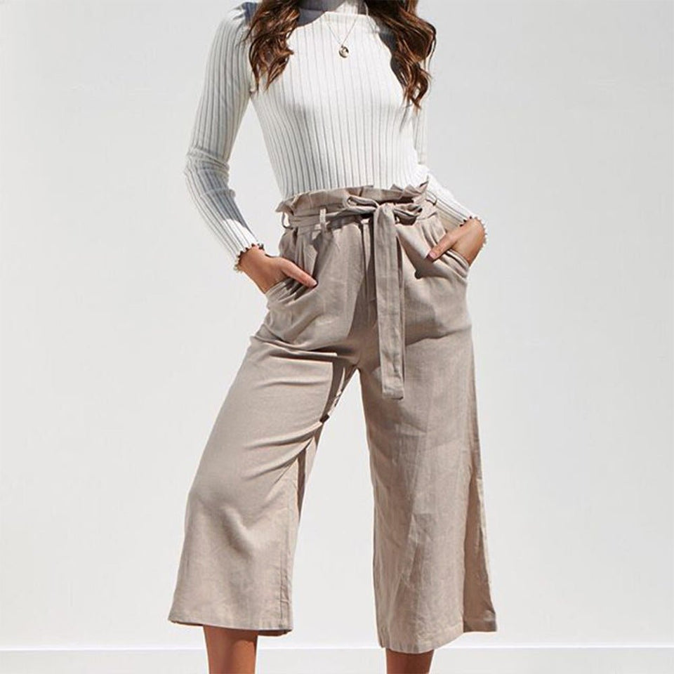 Cotton Linen High Waist Wide Leg Loose Pants - Easy Pickins Store