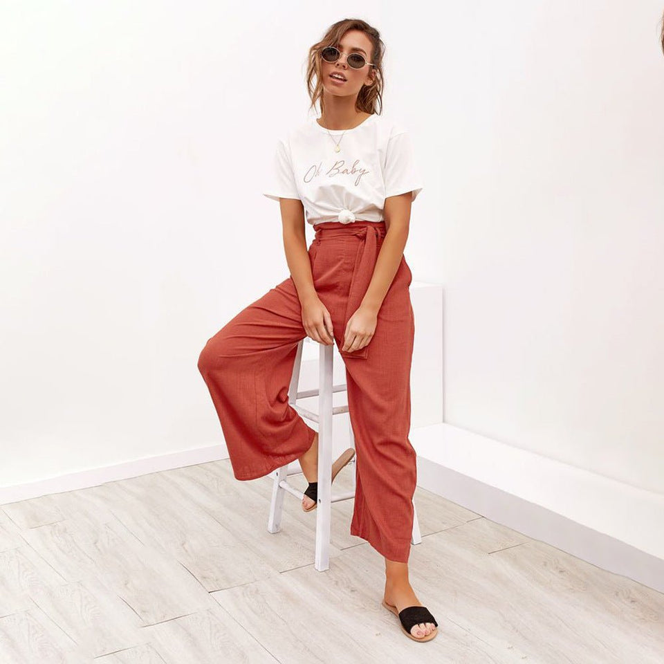 Cotton Linen High Waist Wide Leg Loose Pants - Easy Pickins Store