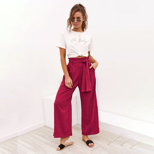 Cotton Linen High Waist Wide Leg Loose Pants - Easy Pickins Store