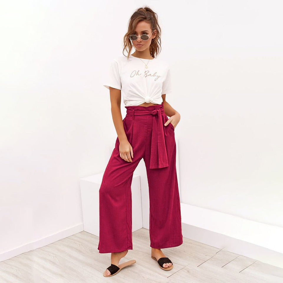 Cotton Linen High Waist Wide Leg Loose Pants - Easy Pickins Store