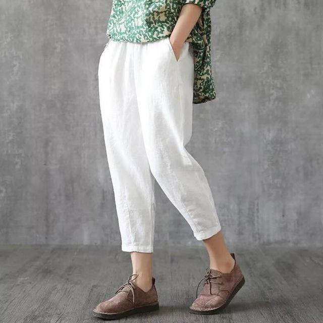 Cotton Linen Loose Harem High Waist Stripe Pocket Pant - Easy Pickins Store