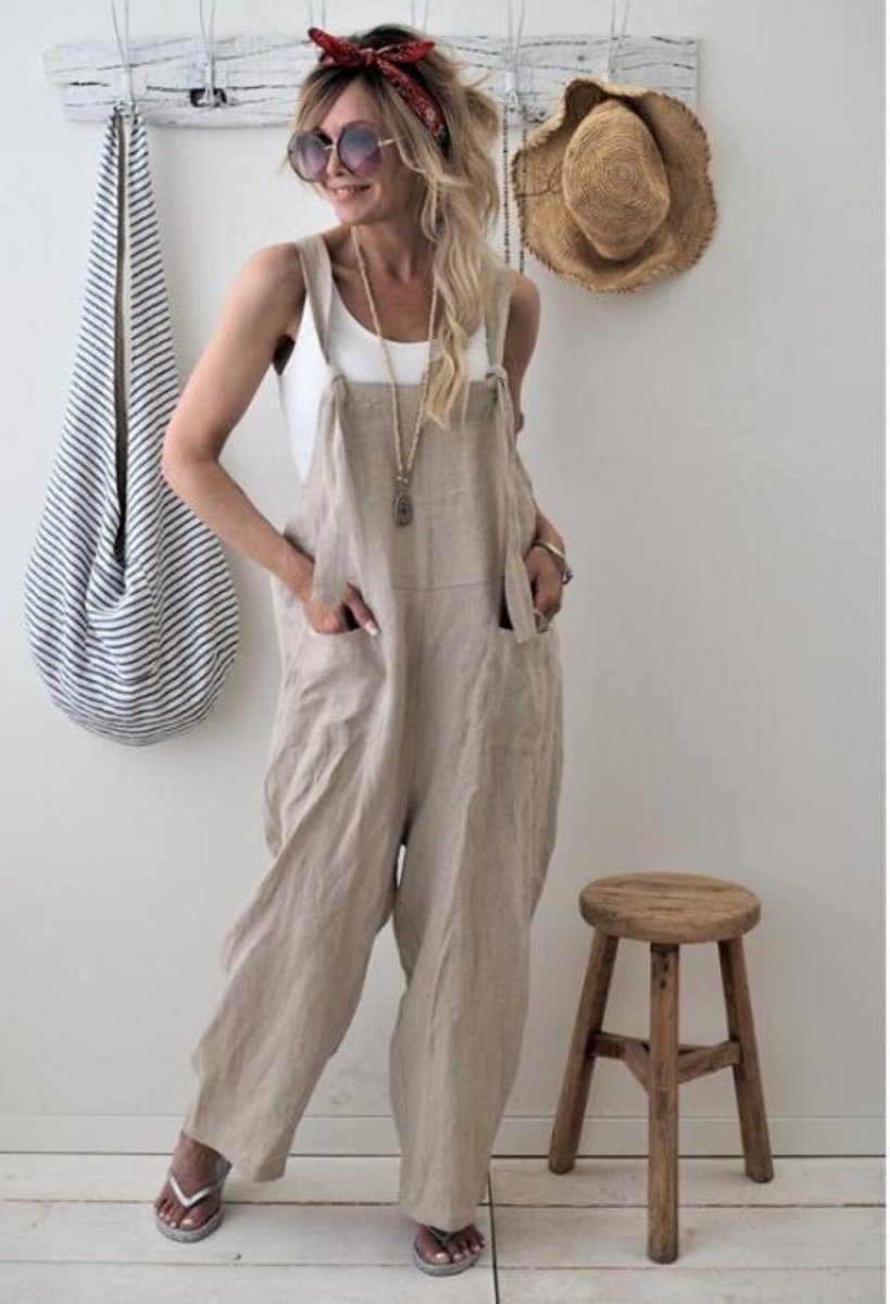 Cotton Linen Loose Jumpsuit - Easy Pickins Store