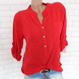 Cotton Linen Stand Collar Pocket Loose Blouse - Easy Pickins Store