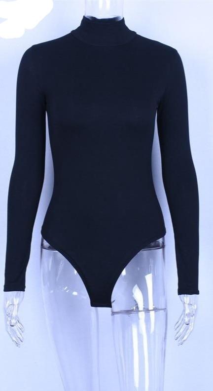 Cotton Long Sleeve Bodysuit Mock Neck Slim Fit - Easy Pickins Store