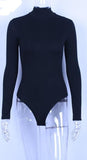 Cotton Long Sleeve Bodysuit Mock Neck Slim Fit - Easy Pickins Store
