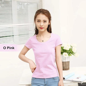 Cotton Pure Color Short Sleeve Slim T-Shirts - Easy Pickins Store