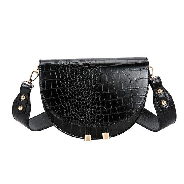 Crocodile Pattern Half Round Leather Handbag - Easy Pickins Store