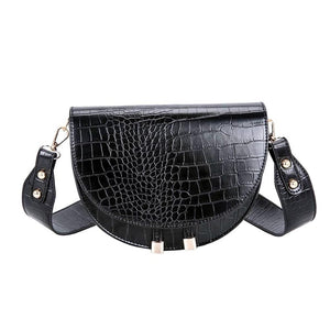 Crocodile Pattern Half Round Leather Handbag - Easy Pickins Store