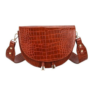 Crocodile Pattern Half Round Leather Handbag - Easy Pickins Store