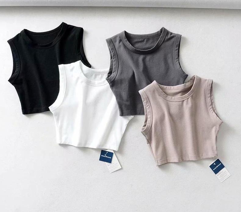 Crop Tank Top Biker black Sleeveless - Easy Pickins Store