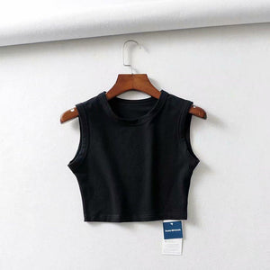 Crop Tank Top Biker black Sleeveless - Easy Pickins Store