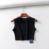 Crop Tank Top Biker black Sleeveless - Easy Pickins Store