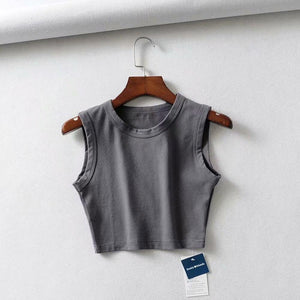 Crop Tank Top Biker black Sleeveless - Easy Pickins Store