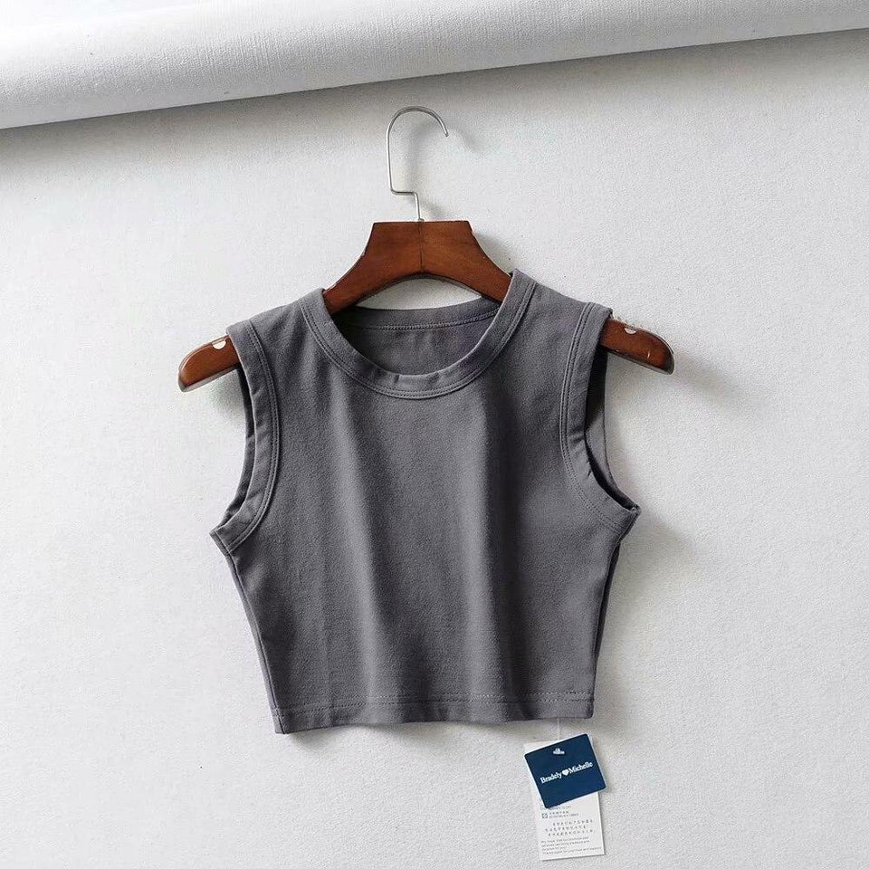 Crop Tank Top Biker black Sleeveless - Easy Pickins Store