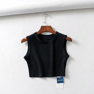 Crop Tank Top Biker black Sleeveless - Easy Pickins Store