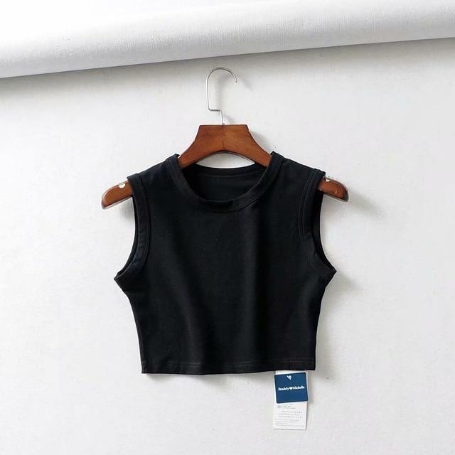 Crop Tank Top Biker black Sleeveless - Easy Pickins Store